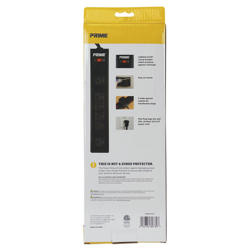 Power Zone 6-Outlet Metal Power Strip w/10ft Cord
