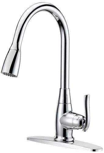Boston Harbor Faucet Pull-Down Kitchen Faucet, 1.8 gpm 1-Handle 1 or 3-Faucet Hole Chrome