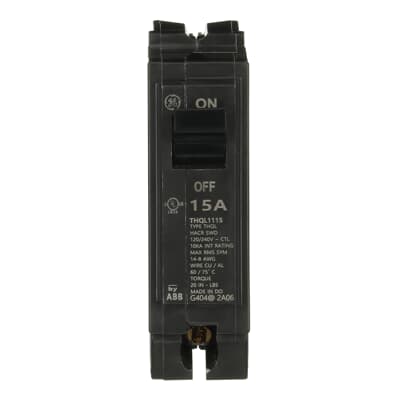 GE THQL 15A Single-Pole Standard Trip Circuit Breaker