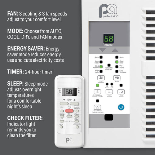 Perfect Aire 10,000 BTU 115V Electronic Window Air Conditioner with Remote Control
